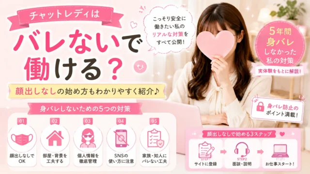 チャットレディはバレないで働けるのか、5年間身バレしなかった対策と顔出しなしの始め方を解説するアイキャッチ画