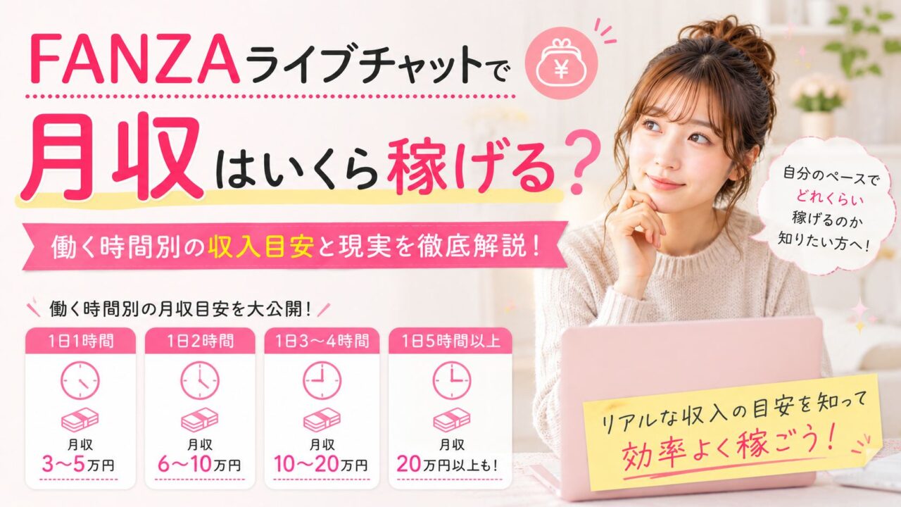 FANZAライブチャットで月収はいくら稼げる？働く時間別の収入目安と現実