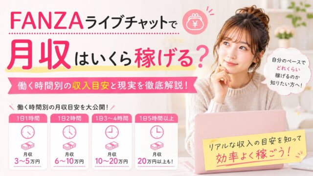 FANZAライブチャットで月収はいくら稼げる？働く時間別の収入目安と現実