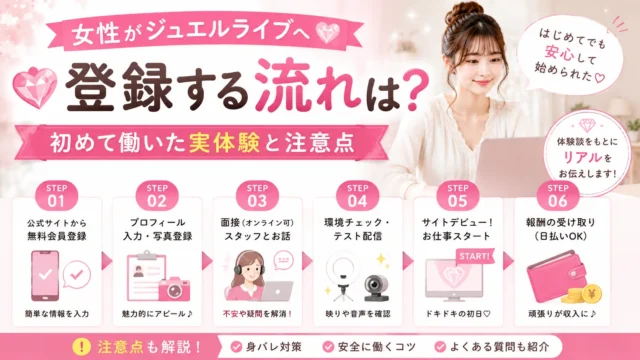 ジュエルライブへの登録方法から初回配信までの流れを、実体験を交えながら分かりやすく解説します。