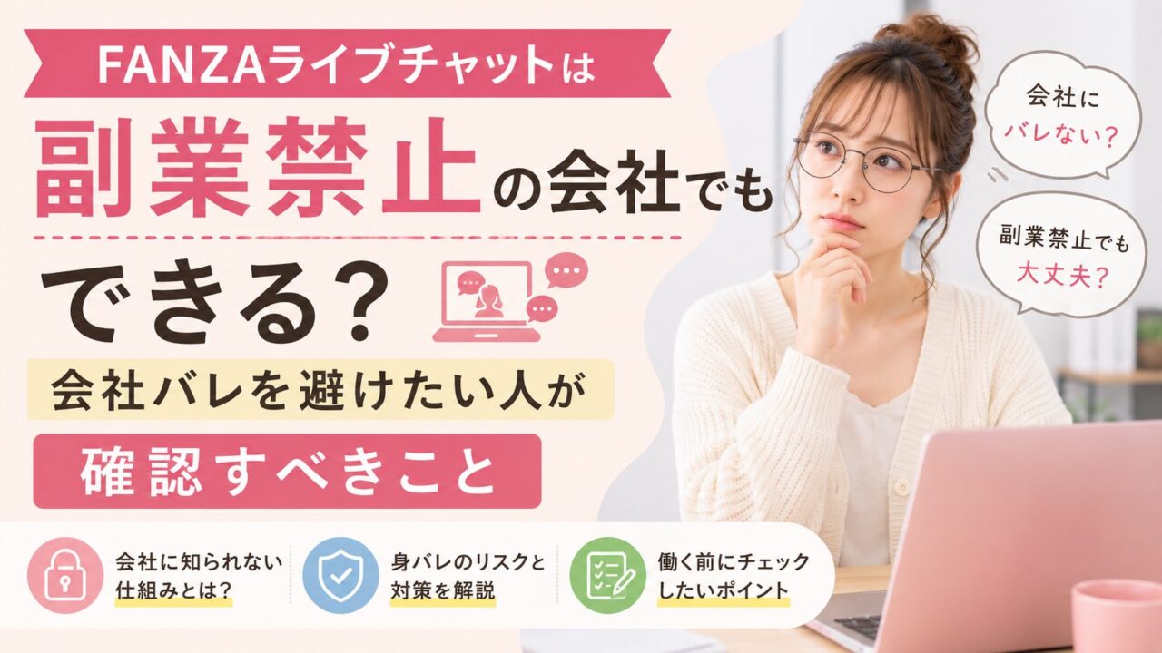 FANZAライブチャットは副業禁止の会社でもできるのか、会社バレを避けたい人が確認すべきポイントを解説する見出し画像